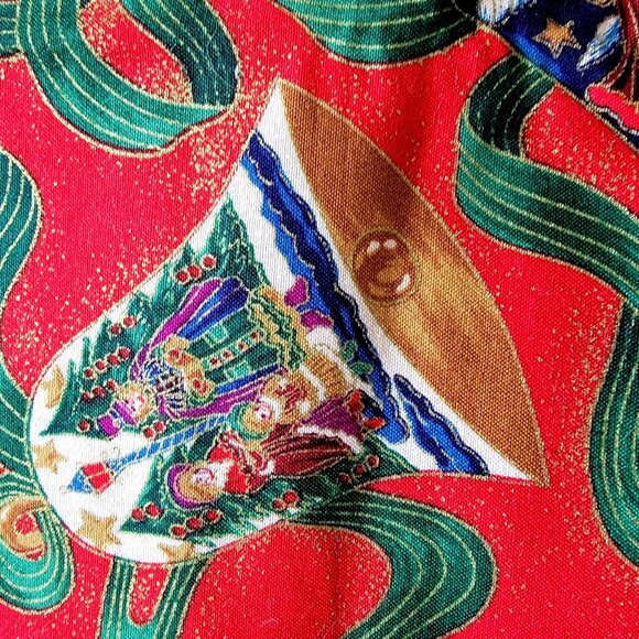 Festive vintage 80s 90s habdmade Christmas Table Runner With Santa & Angel Bell - Picture 5 of 13